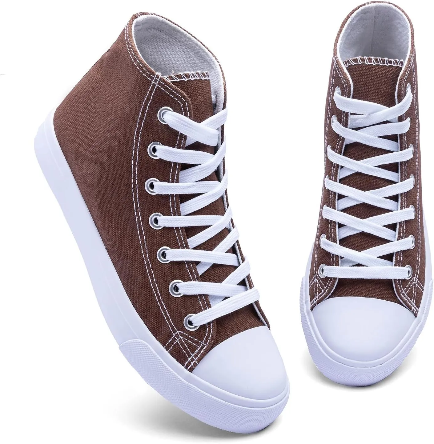 Women's High-Top Canvas Sneakers ?C Classic Lace-Up Casual Shoes with Extra Shoelaces ?C Comfortable, Stylish, and Durable