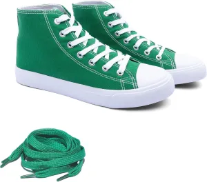 Women's High-Top Canvas Sneakers ?C Classic Lace-Up Casual Shoes with Extra Shoelaces ?C Comfortable, Stylish, and Durable