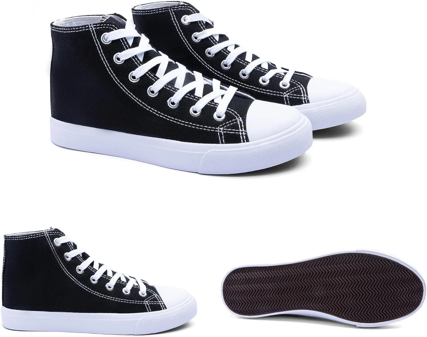 Women's High-Top Canvas Sneakers ?C Classic Lace-Up Casual Shoes with Extra Shoelaces ?C Comfortable, Stylish, and Durable