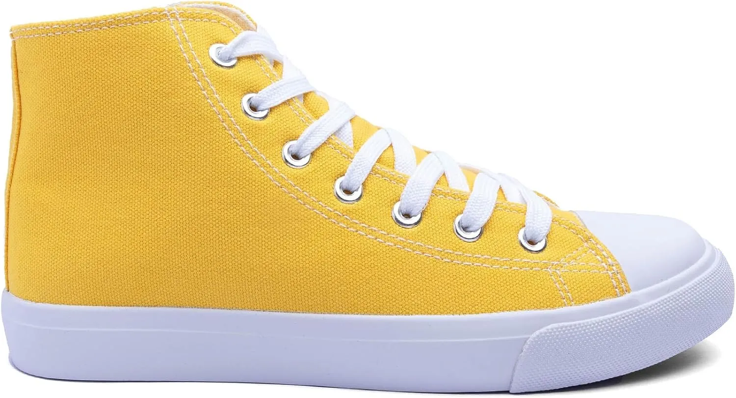 Women's High-Top Canvas Sneakers ?C Classic Lace-Up Casual Shoes with Extra Shoelaces ?C Comfortable, Stylish, and Durable