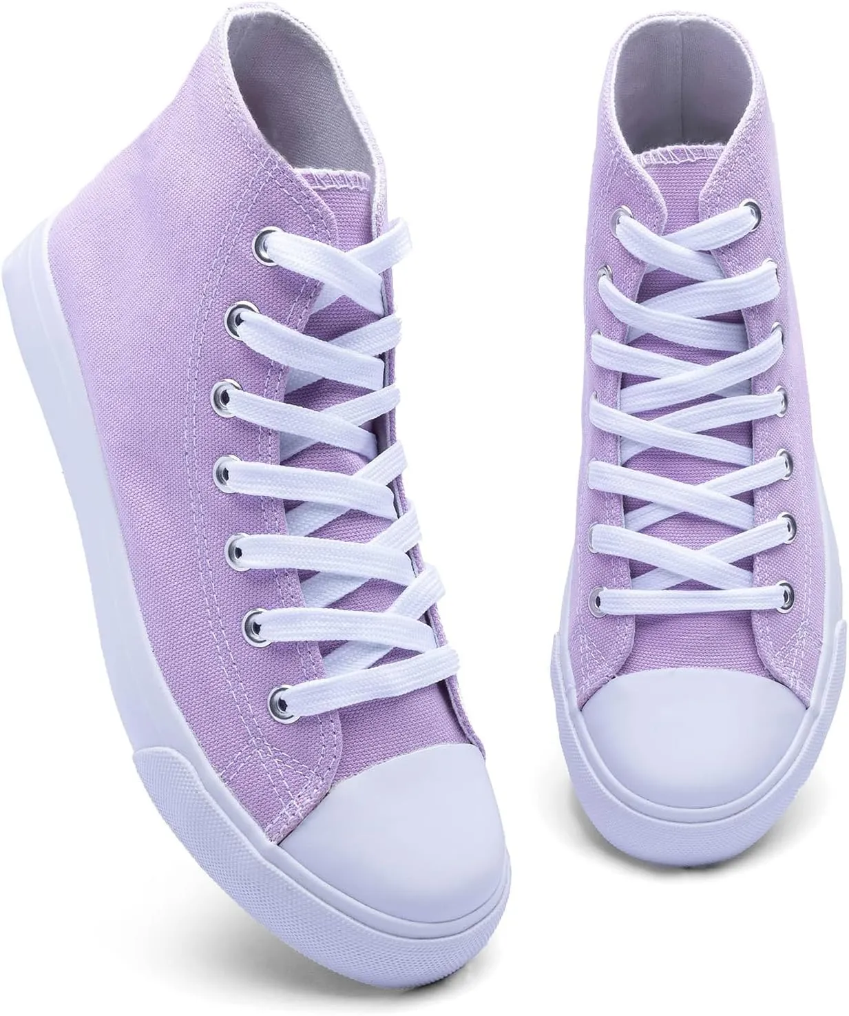Women's High-Top Canvas Sneakers ?C Classic Lace-Up Casual Shoes with Extra Shoelaces ?C Comfortable, Stylish, and Durable