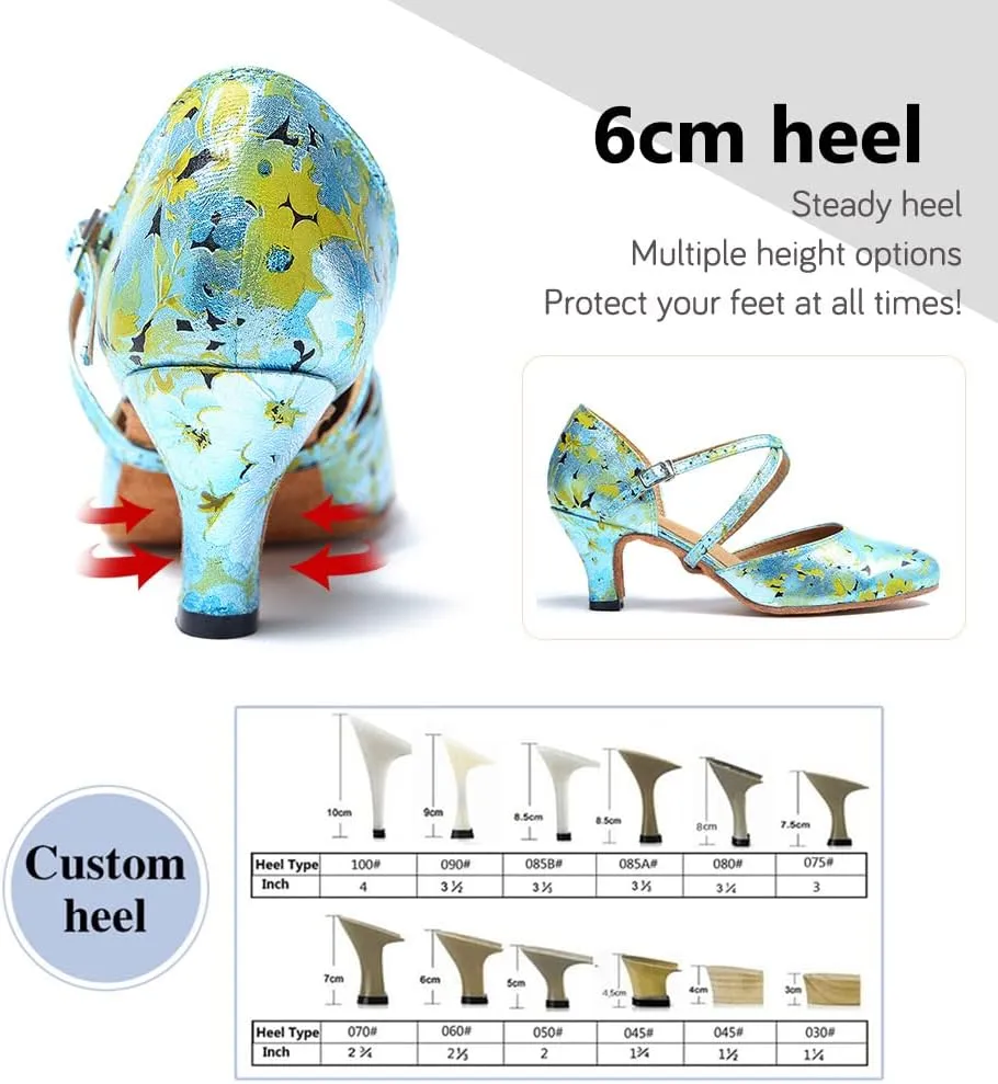 Women's Latin Ballroom Dance Shoes Closed Toe Character Modern Tango Salsa Dancing Pump with Cross Strap,Model L246