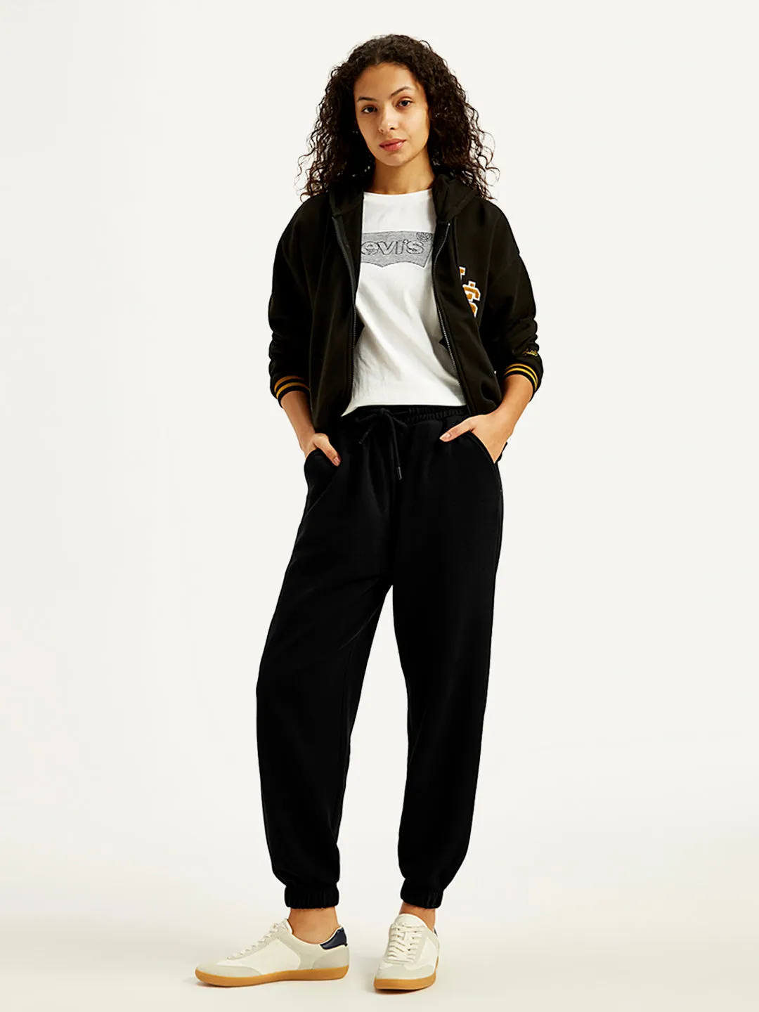Women's Mid Rise Black Joggers