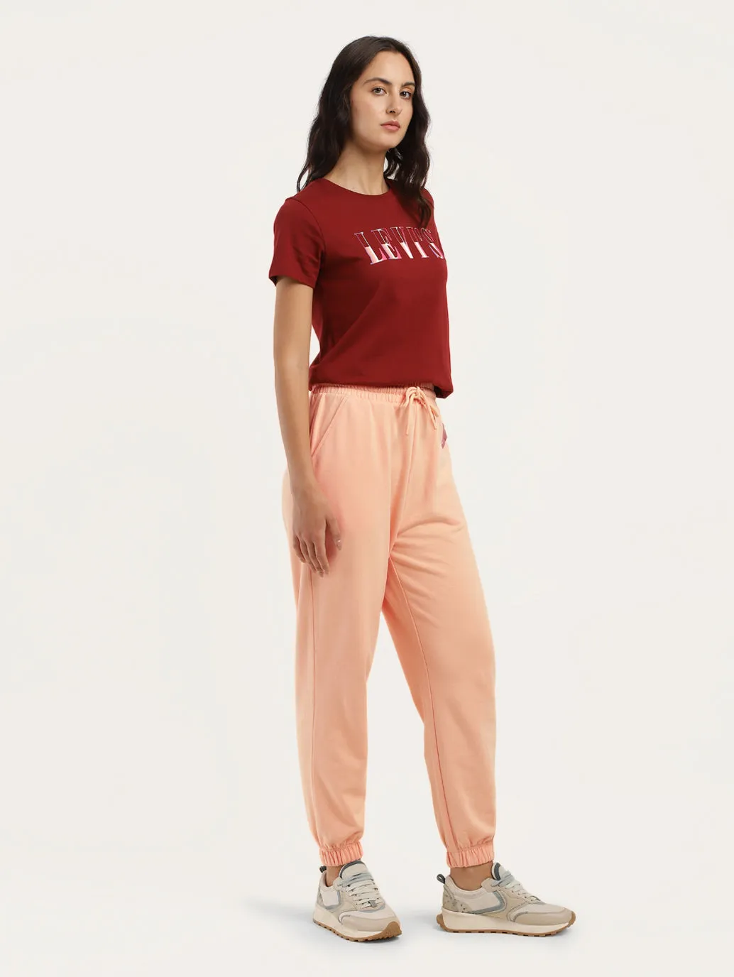 Women's Regular Fit Peach Joggers