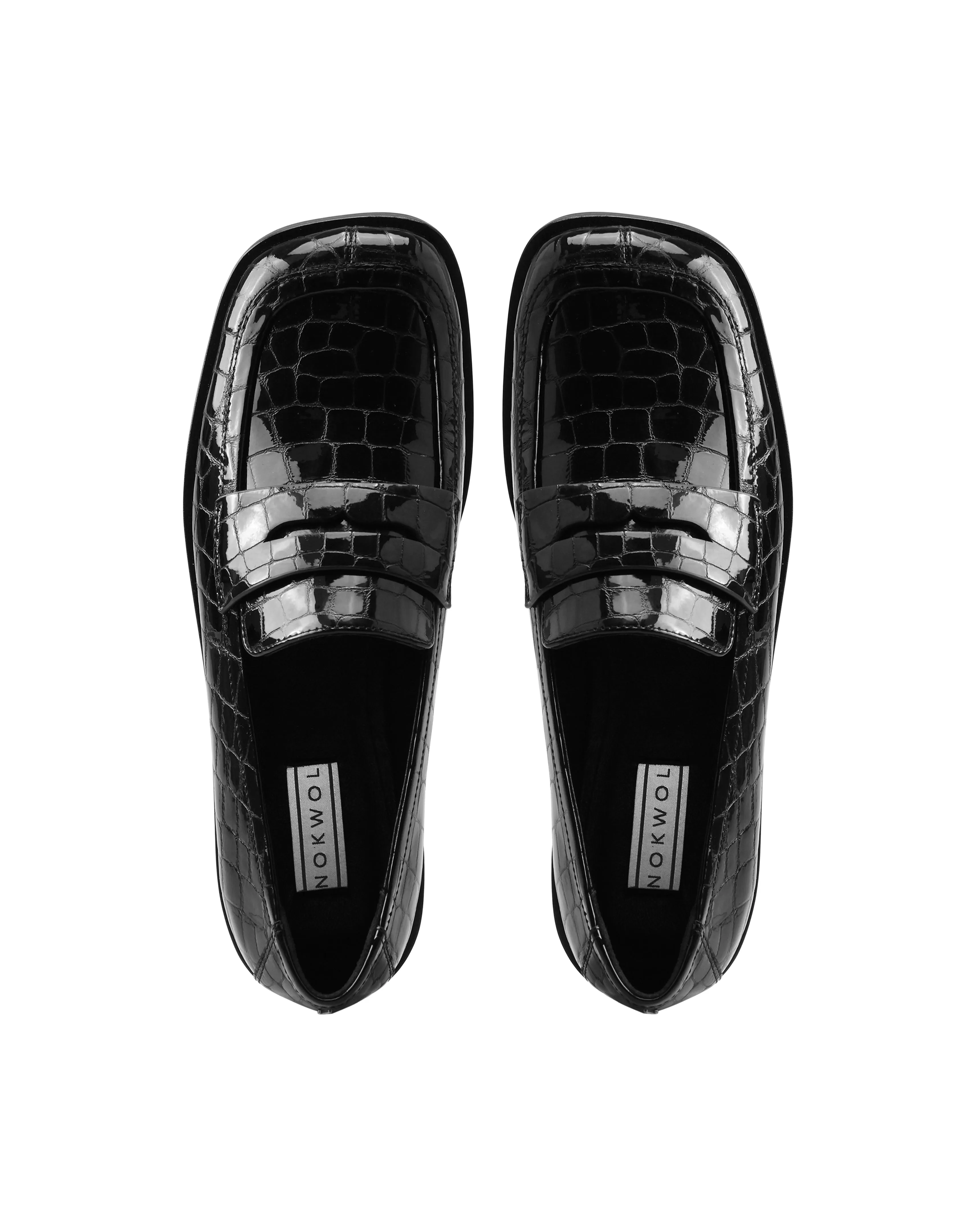 Woodcote Black Patent Croc Leather