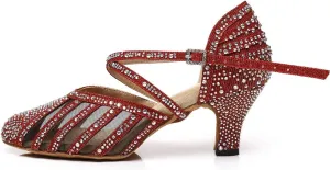 YKXLM Ballroom Dance Shoes for Women Latin Salsa Performance Professional Closed Toe Dance Shoes,Model L403