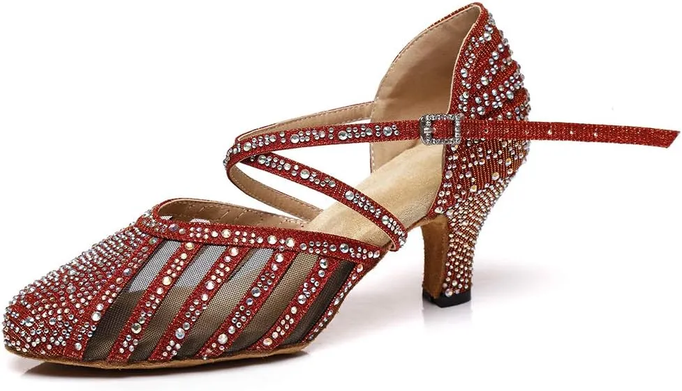 YKXLM Ballroom Dance Shoes for Women Latin Salsa Performance Professional Closed Toe Dance Shoes,Model L403