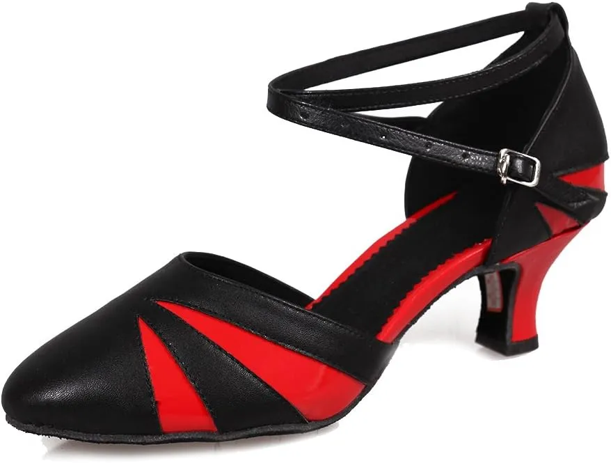 YKXLM Closed Toe Dance Shoes for Women Latin Salsa Performance Professional Ballroom Dance Shoes,Model L474