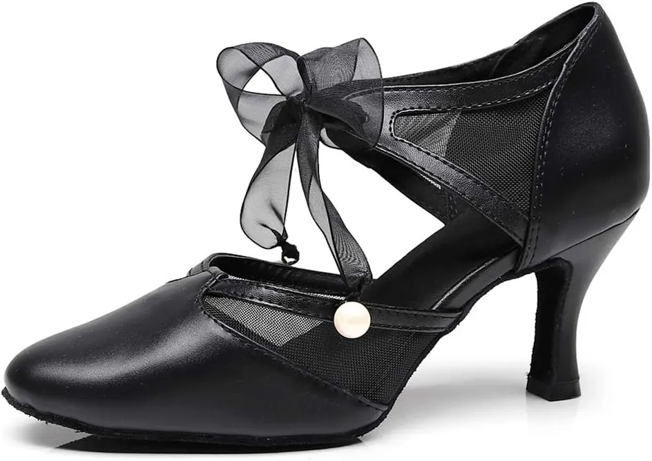 YKXLM Closed Toe Dance Shoes for Women Latin Salsa Performance Professional Ballroom Dance Shoes,Model L474