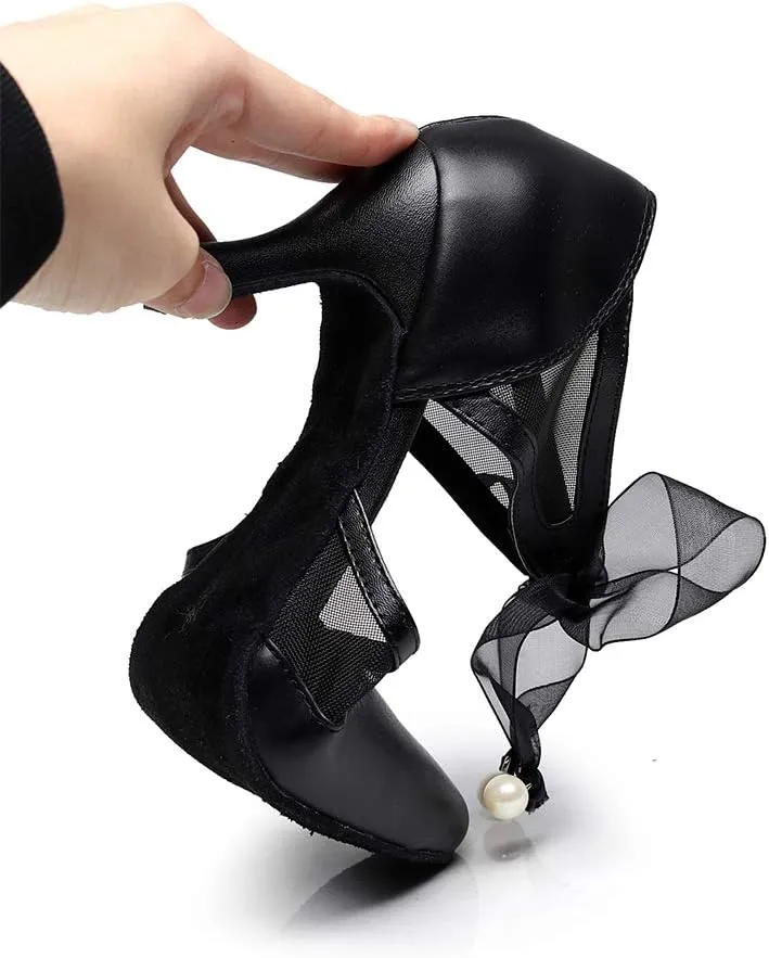 YKXLM Closed Toe Dance Shoes for Women Latin Salsa Performance Professional Ballroom Dance Shoes,Model L474