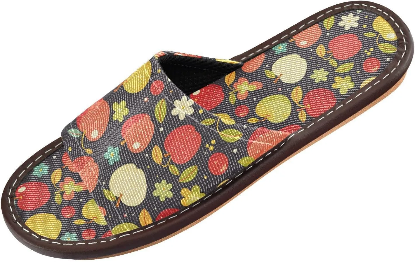 Yuiboo Colorful Apples Men Women's Fashion Slippers Reusable Dorm Home Slides for Indoor Home Hotel