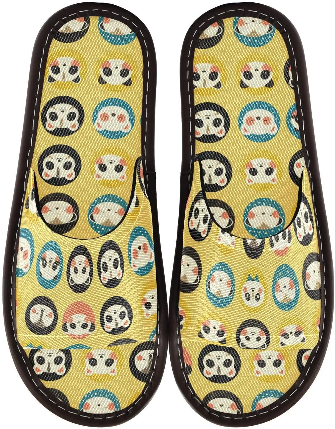 Yuiboo Cute Animal Faces Men Women's Casual Shower Slippers Summer Beach Sandals for Home Hotel Home