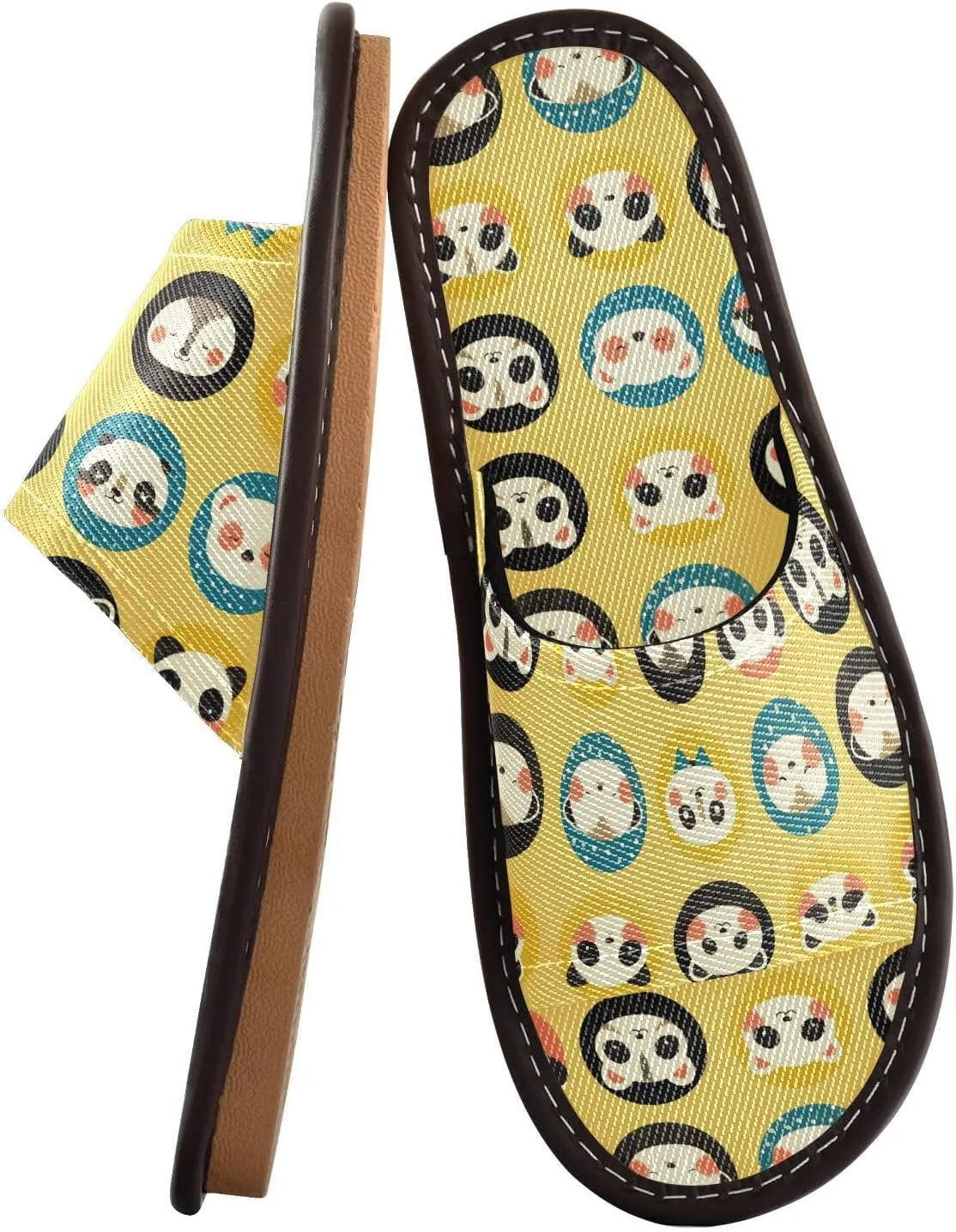 Yuiboo Cute Animal Faces Men Women's Casual Shower Slippers Summer Beach Sandals for Home Hotel Home
