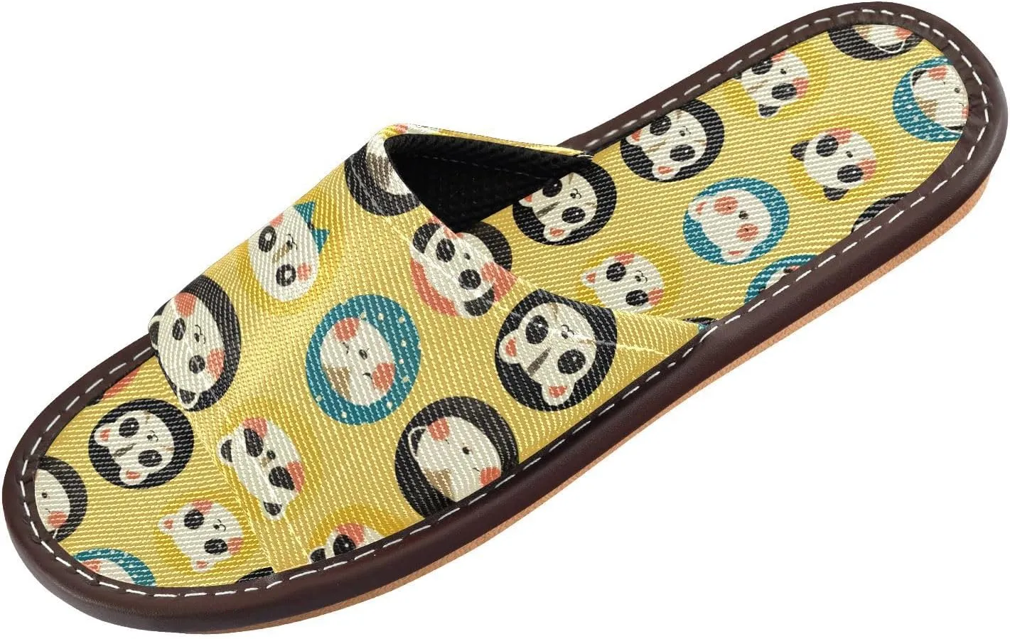 Yuiboo Cute Animal Faces Men Women's Casual Shower Slippers Summer Beach Sandals for Home Hotel Home