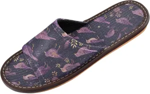 Yuiboo Dark Purple Birds Mens Travel Slippers Portable Slides Sandals for Travel Home Home