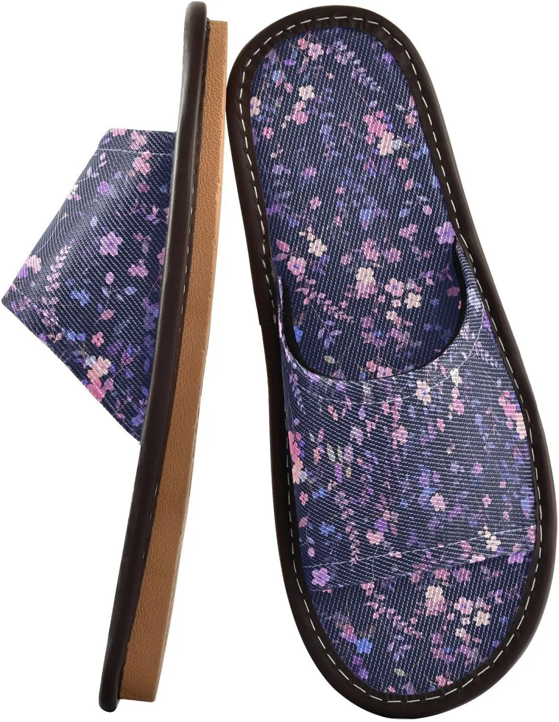 Yuiboo Deep Pink Little Flowers Mens Casual Shower Slippers Ultralight Dorm Home Slides for Travel Travel Home