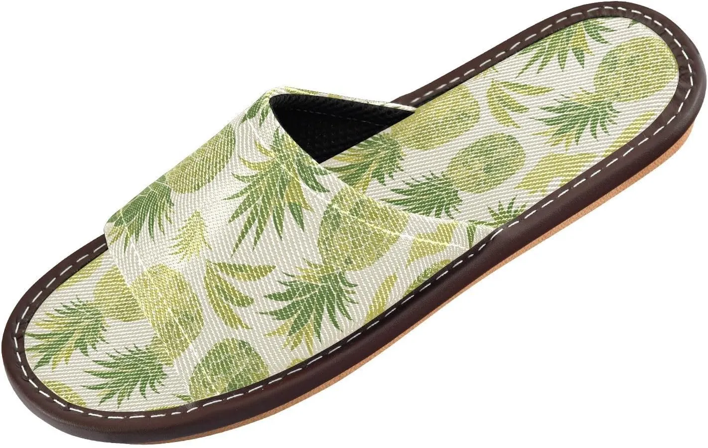 Yuiboo Green Pineapples Men Women's Spa Slippers Breathable Beach Sandals for Hotel Home Home