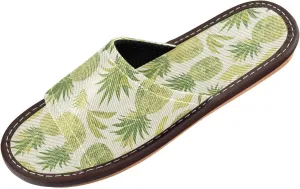Yuiboo Green Pineapples Men Women's Spa Slippers Breathable Beach Sandals for Hotel Home Home