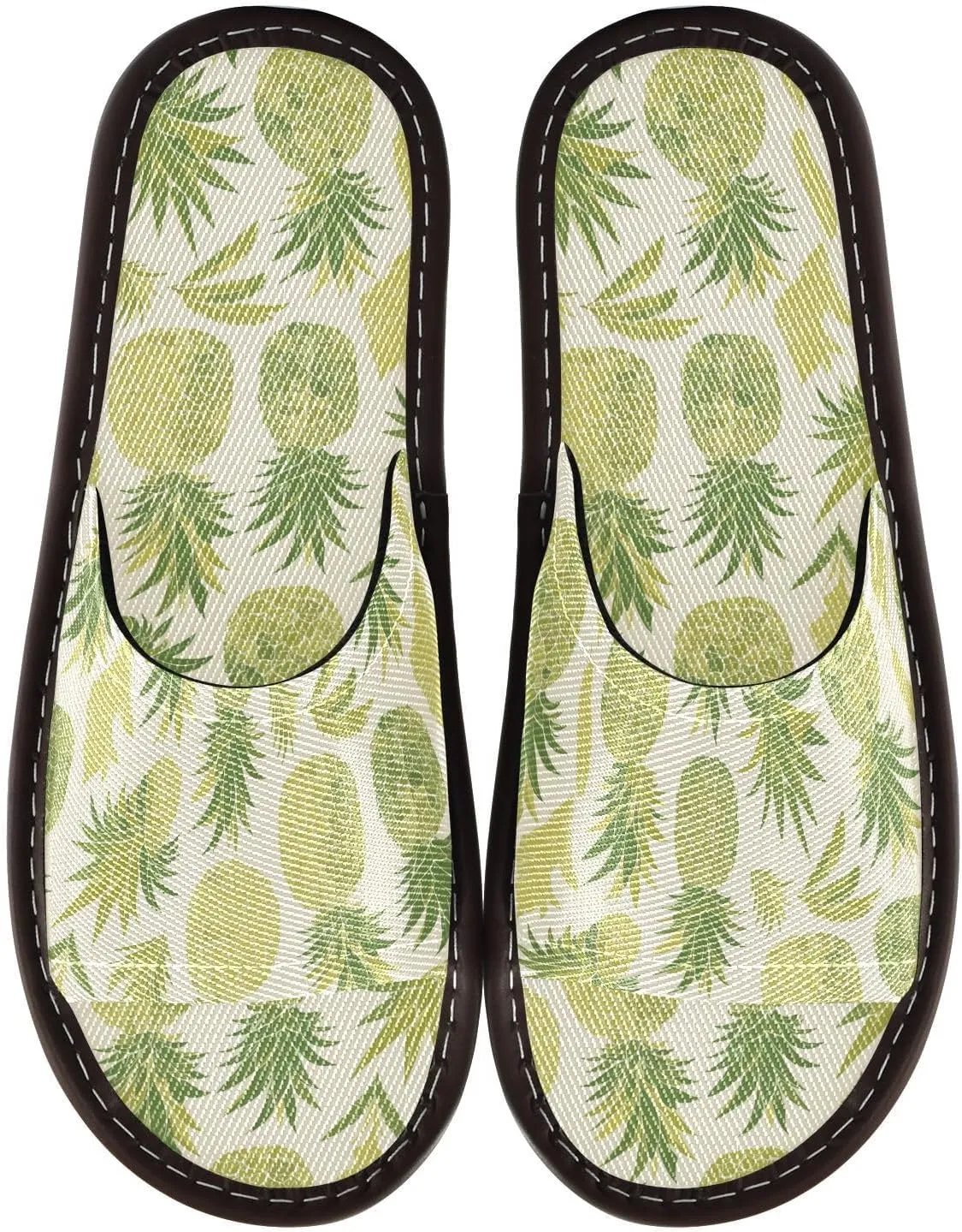 Yuiboo Green Pineapples Men Women's Spa Slippers Breathable Beach Sandals for Hotel Home Home