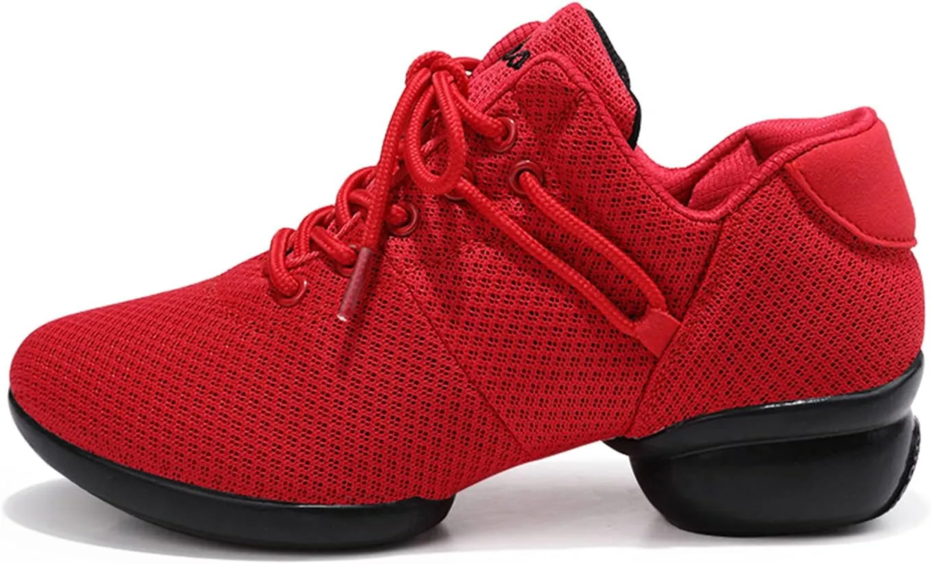 YUKTOPA Womens Dance Sneakers Jazz Shoes Lace-up Walking Shoes Lightweight Breathable Lady Platform Shoes
