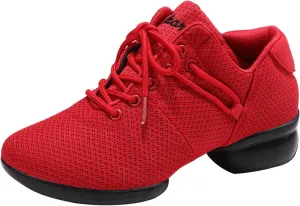 YUKTOPA Womens Dance Sneakers Jazz Shoes Lace-up Walking Shoes Lightweight Breathable Lady Platform Shoes