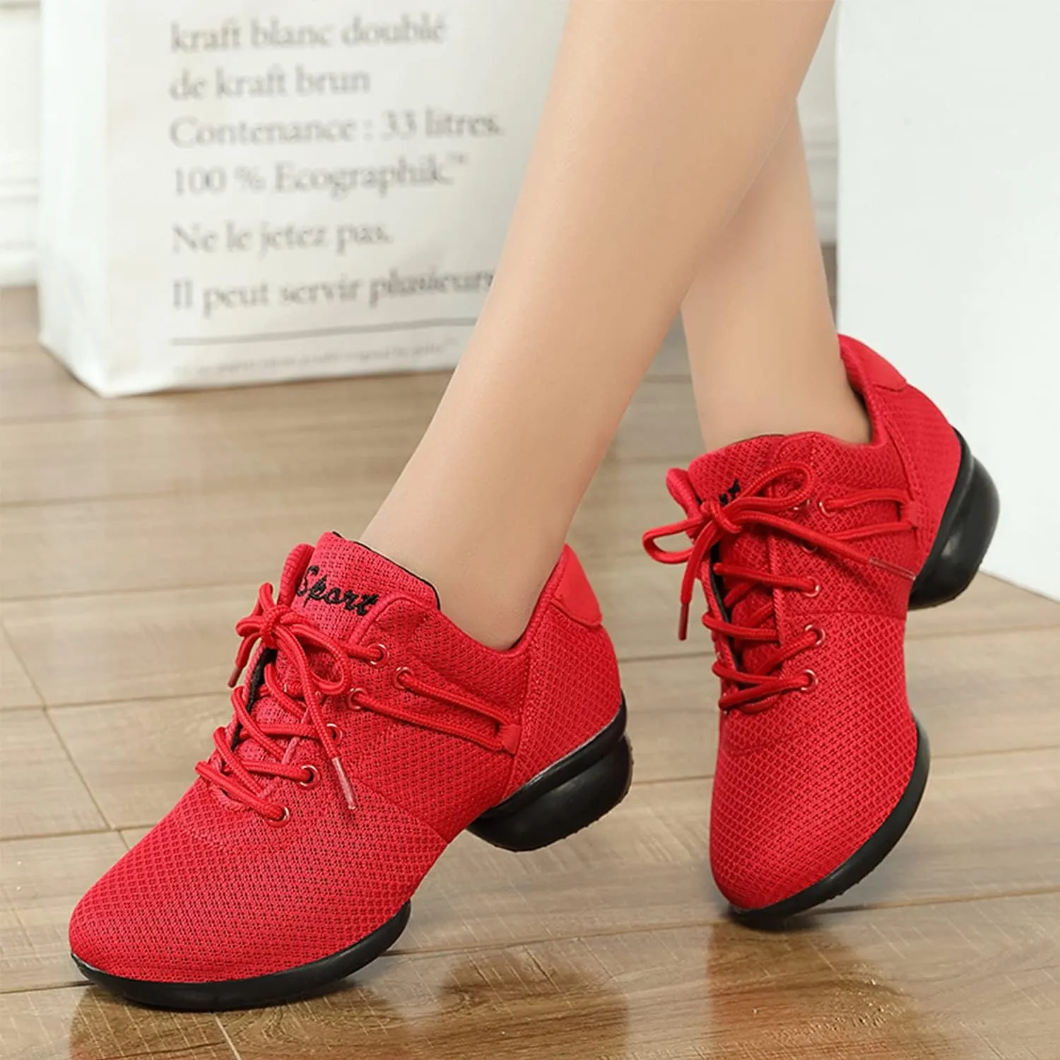 YUKTOPA Womens Dance Sneakers Jazz Shoes Lace-up Walking Shoes Lightweight Breathable Lady Platform Shoes